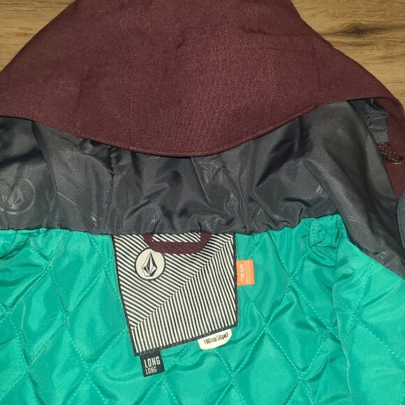 Volcom women S Long Zip Hooded Ski Snow Jacket Coat - Picture 6 of 8
